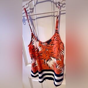 Lumiere Red and Blue Leaf Print Camisole